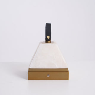 Pyramidale Alabaster Table Lamp with Leather Handle-Neutral Decor