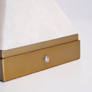 Pyramidale Alabaster Table Lamp with Leather Handle-Neutral Decor