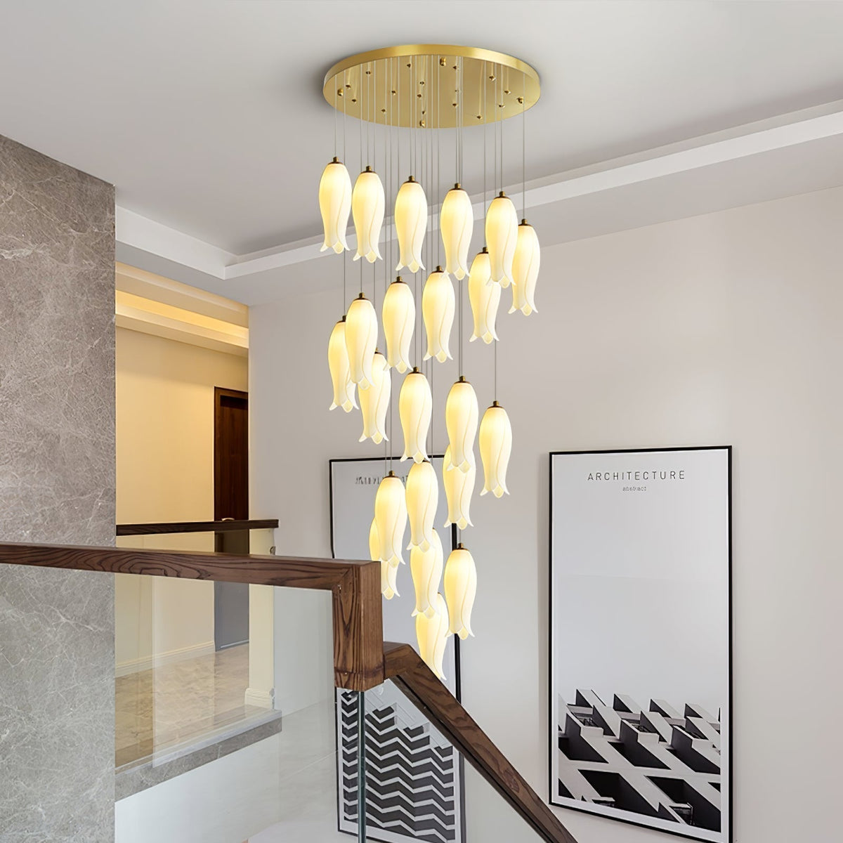 Sylirion Lustre en Albâtre et Laiton