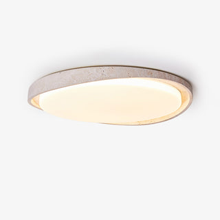 Vanoren Lampe Plafonnier à Cadre Ovale en Travertin