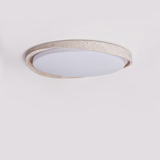 Vanoren Lampe Plafonnier à Cadre Ovale en Travertin