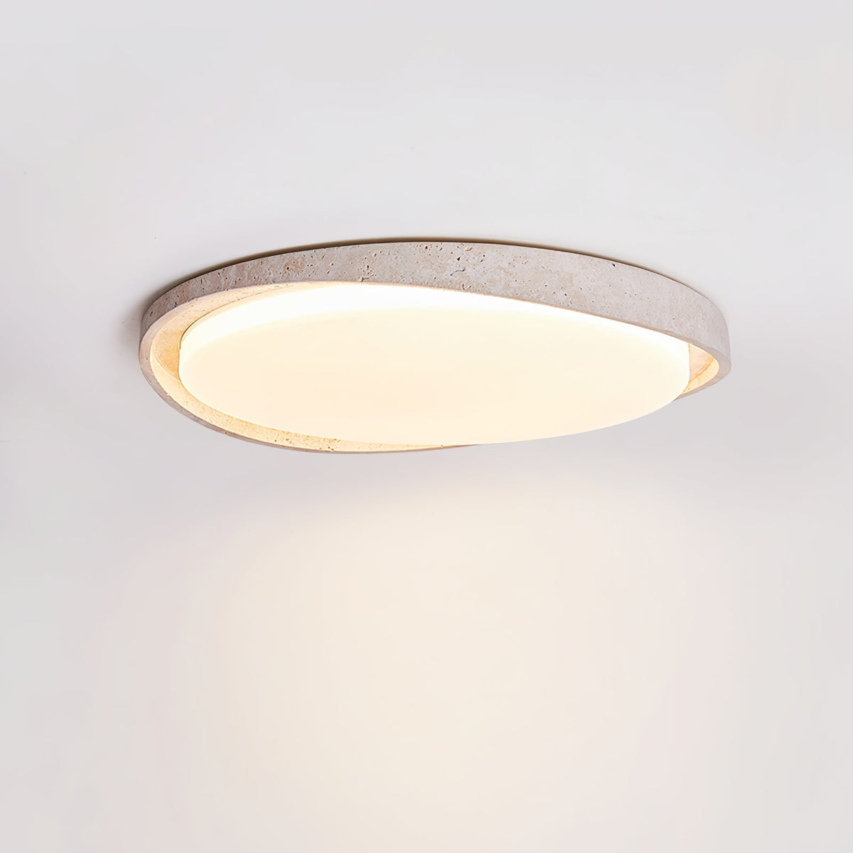 Breneria Lampe Plafonnier à Cadre Ovale en Travertin