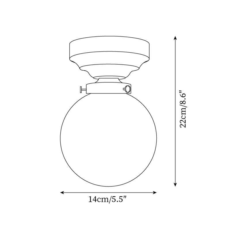 Ceiling Light Globe Shade Clear Glass Walnut Wood Canopy Brass-Neutral Decor