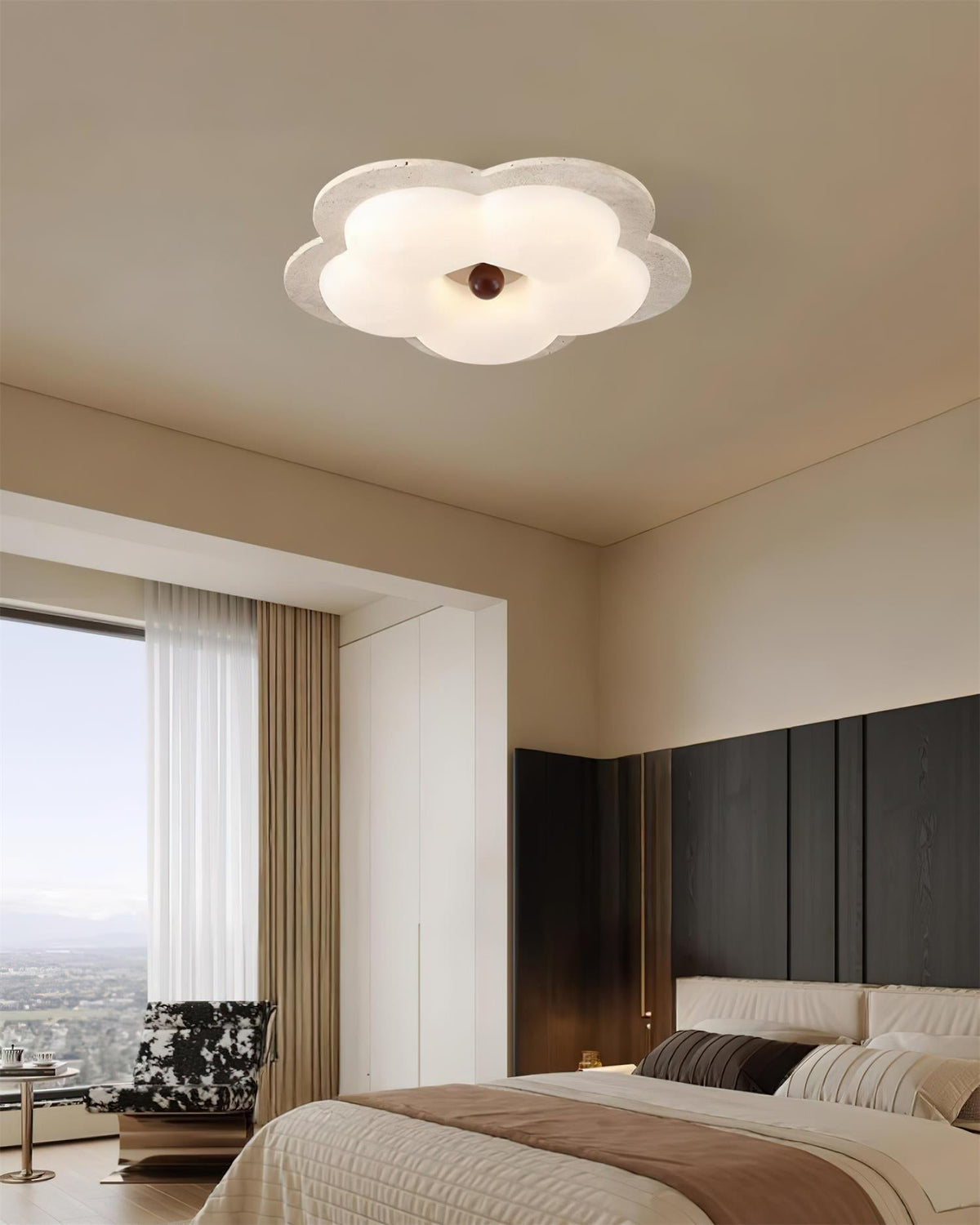 Riita Flower Ceiling Light Travertine-Neutral Decor