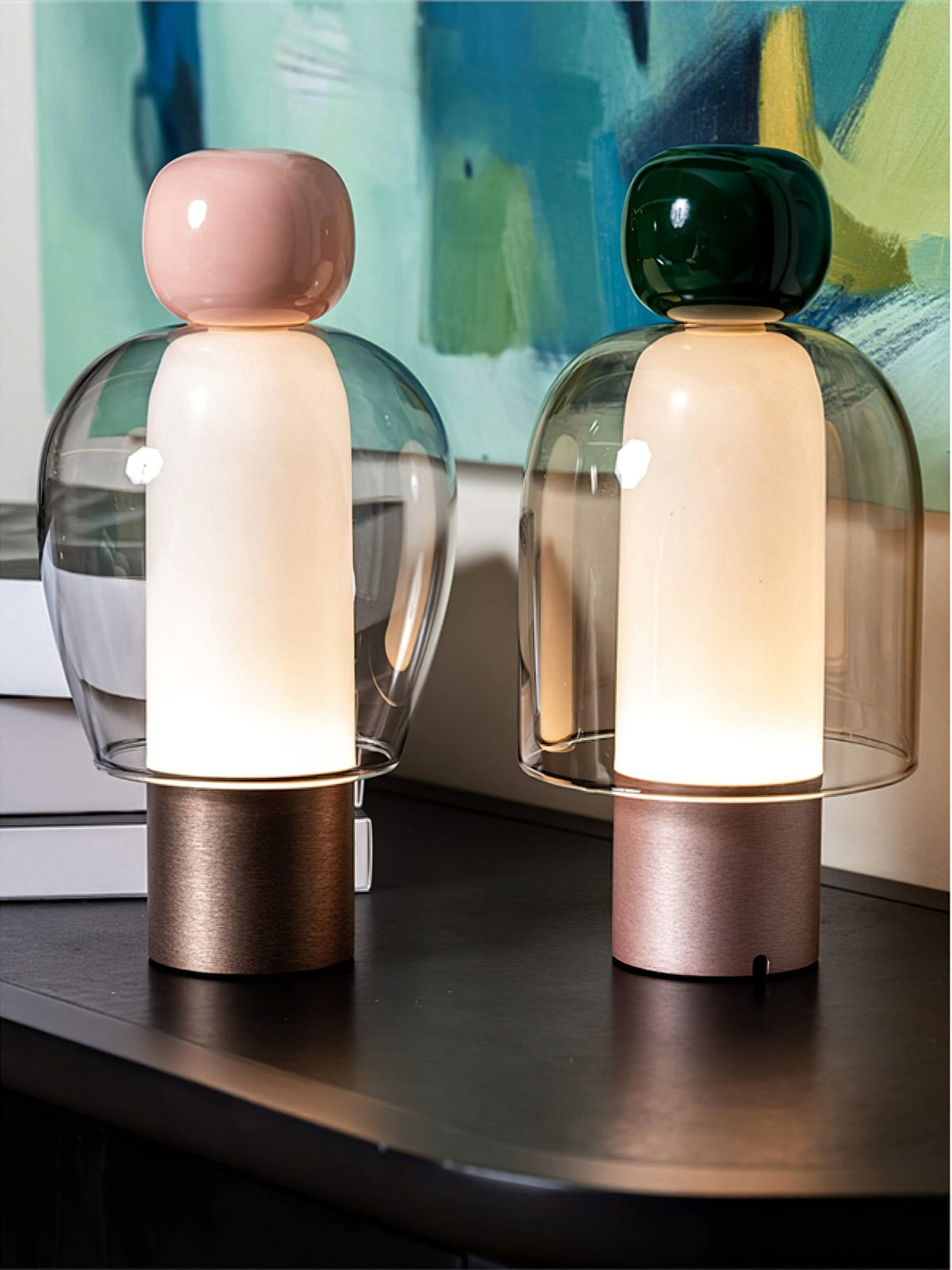 Nara Lampe de Table Artistique en Verre