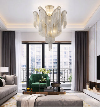 Luminous Cascade Chain Ceiling Light-Neutral Decor