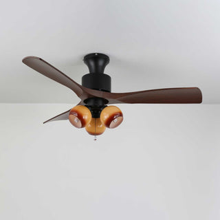 Plafonnier ventilateur Gwen en verre vintage