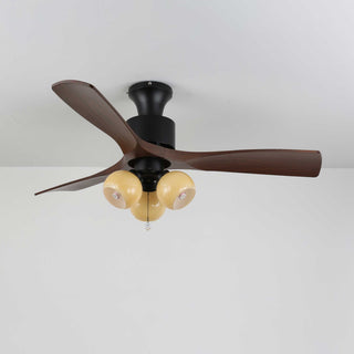 Plafonnier ventilateur Gwen en verre vintage