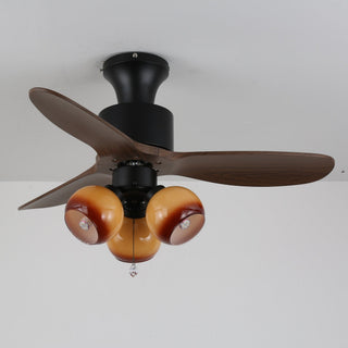 Plafonnier ventilateur Gwen en verre vintage