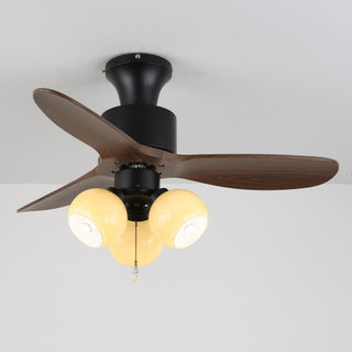 Plafonnier ventilateur Gwen en verre vintage