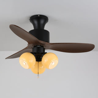 Plafonnier ventilateur Gwen en verre vintage