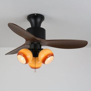 Plafonnier ventilateur Gwen en verre vintage