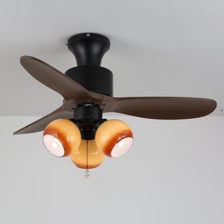 Plafonnier ventilateur Gwen en verre vintage