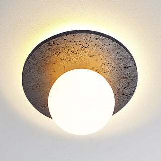 Otto Plafonnier Travertin Noir Globe