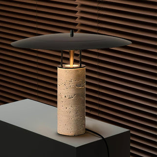 Eara Lampe de Table en Travertin à Pied Rond
