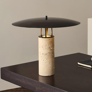 Eara Lampe de Table en Travertin à Pied Rond