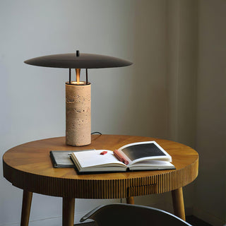 Eara Lampe de Table en Travertin à Pied Rond