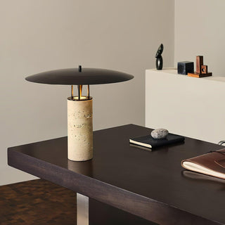 Eara Lampe de Table en Travertin à Pied Rond
