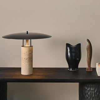 Eara Lampe de Table en Travertin à Pied Rond