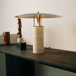 Eara Lampe de Table en Travertin à Pied Rond