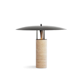 Eara Lampe de Table en Travertin à Pied Rond