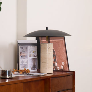 Eara Lampe de Table en Travertin à Pied Rond