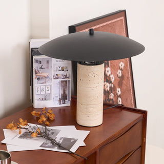 Eara Lampe de Table en Travertin à Pied Rond