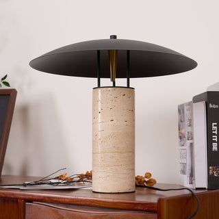 Eara Lampe de Table en Travertin à Pied Rond