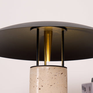 Eara Lampe de Table en Travertin à Pied Rond