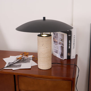Eara Lampe de Table en Travertin à Pied Rond