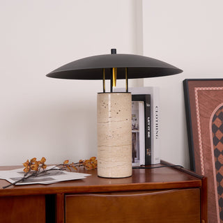 Eara Lampe de Table en Travertin à Pied Rond