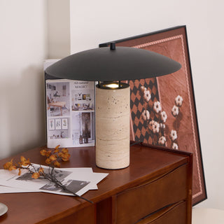 Eara Lampe de Table en Travertin à Pied Rond