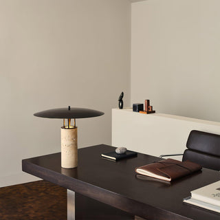 Eara Lampe de Table en Travertin à Pied Rond