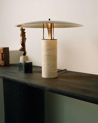 Eara Lampe de Table en Travertin à Pied Rond