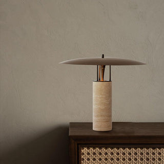 Eara Lampe de Table en Travertin à Pied Rond