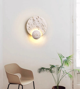 Luna Travertine Sconce-Neutral Decor