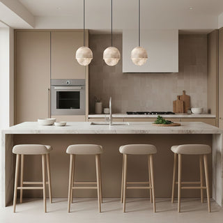 Lunar Dome Alabaster Pendant Light-Neutral Decor