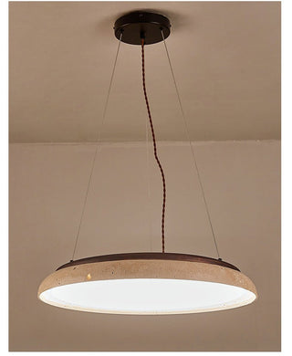 Lunar Disc Travertine Pendant Lamp-Neutral Decor