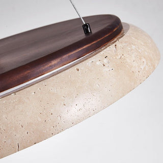 Lunar Disc Travertine Pendant Lamp-Neutral Decor