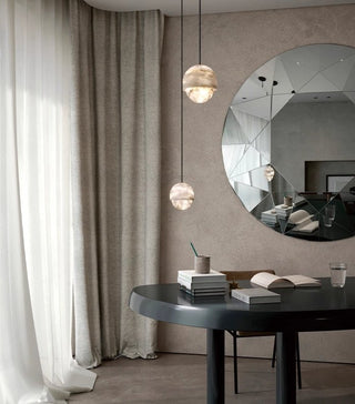 Lunar Dome Alabaster Pendant Light-Neutral Decor