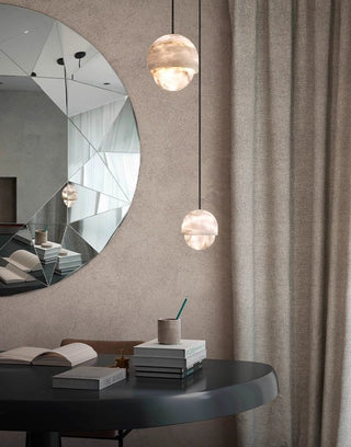 Lunar Dome Alabaster Pendant Light-Neutral Decor