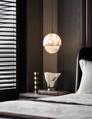 Lunar Dome Alabaster Pendant Light-Neutral Decor