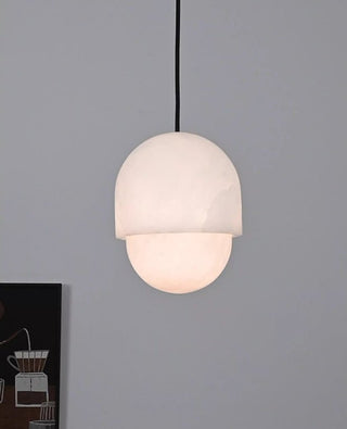 Lunar Dome Alabaster Pendant Light-Neutral Decor