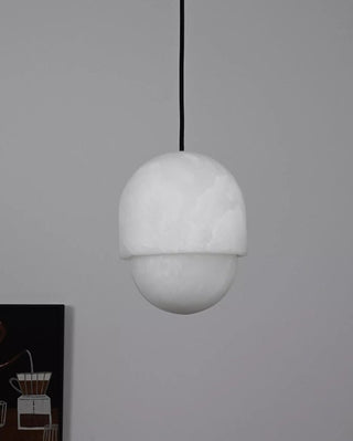 Lunar Dome Alabaster Pendant Light-Neutral Decor