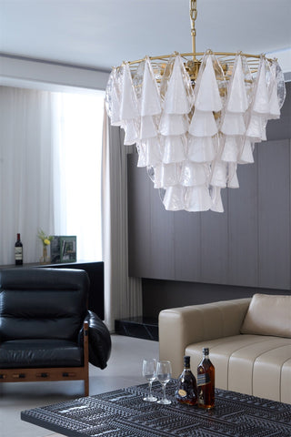 Aurora Lustre Blanc Feuille Verre Superposé Moderne