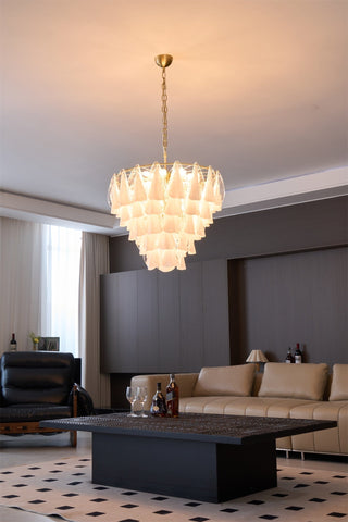 Aurora Lustre Blanc Feuille Verre Superposé Moderne