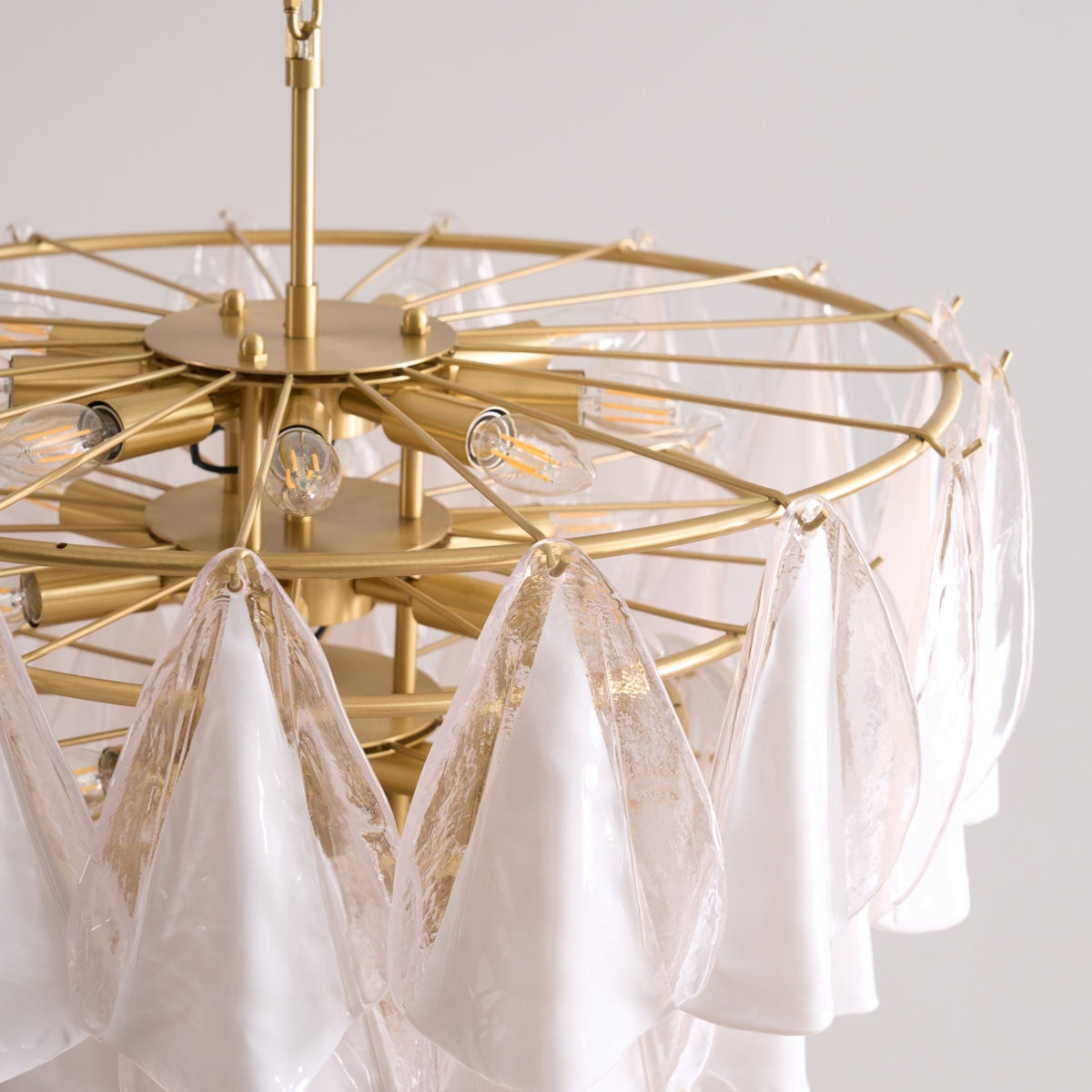 Valeon Lustre Blanc Feuille Verre Superposé Moderne