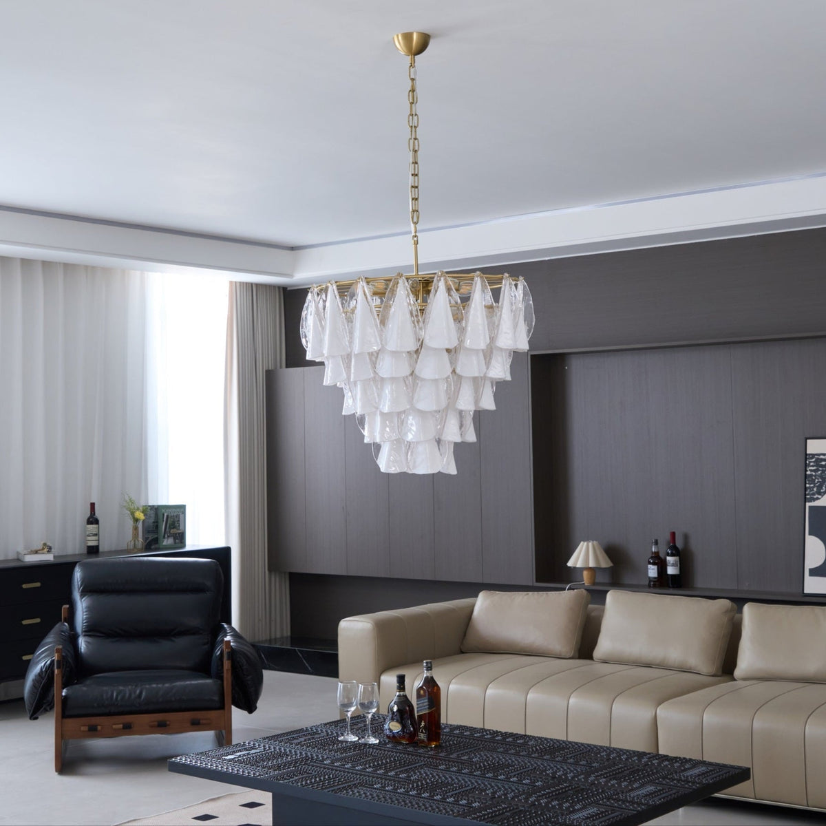 Valeon Lustre Blanc Feuille Verre Superposé Moderne