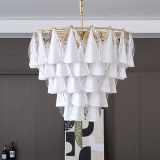 Aurora Lustre Blanc Feuille Verre Superposé Moderne