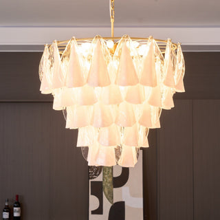 Aurora Lustre Blanc Feuille Verre Superposé Moderne